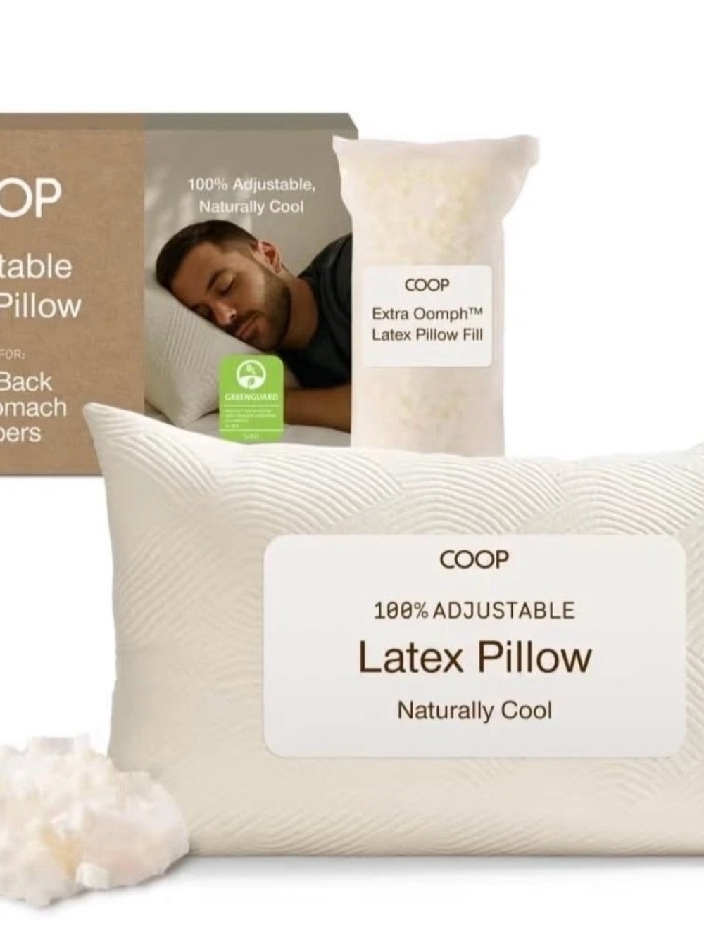 100% Adjustable Latex Pillow – Natural Cream